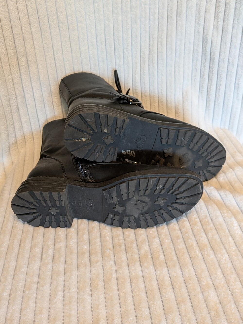 Guess Black Lace-Up Combat Boots with Buckle Detail - Picture 4 of 4